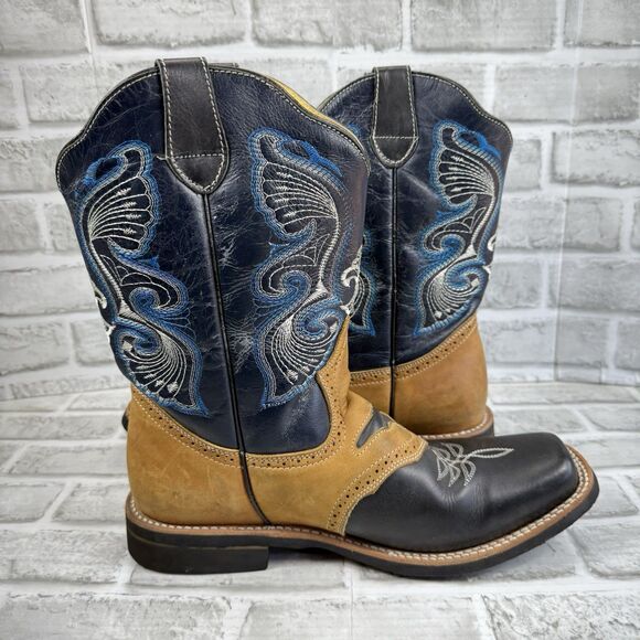 Tierra Blanca Men’s Size 11 Square Toe Leather Pull On Cowboy Western Boots - Picture 2 of 14